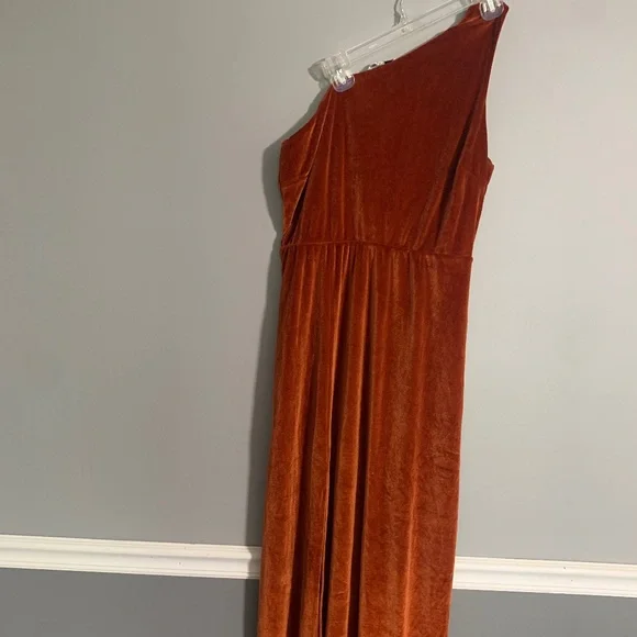 ladies rust dress Baltic Born Womens Sicily Satin Maxi Dress | Rust